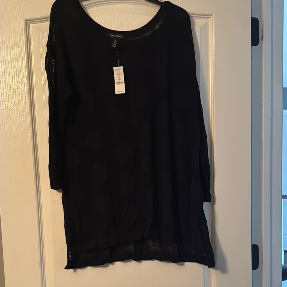 White House Black Market Black Lightweight Tunic Sweater